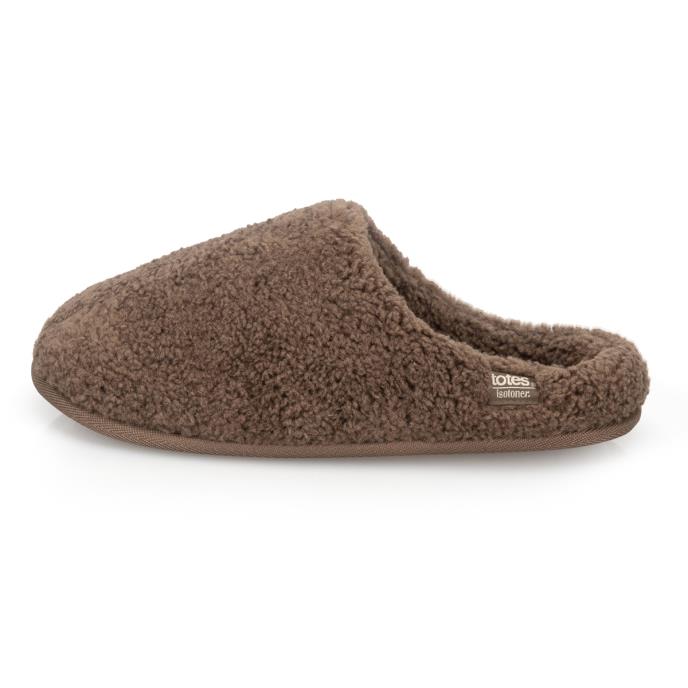 Isotoner® Ladies Borg Swept Back Mule Slipper Brown Extra Image 3
